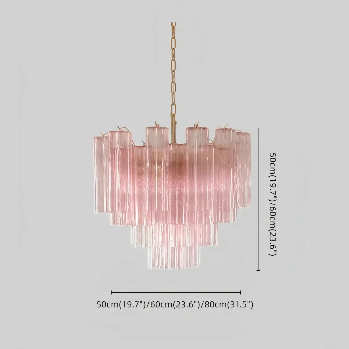 Vetro Art Deco Chandelier - Glass Iron - Pink