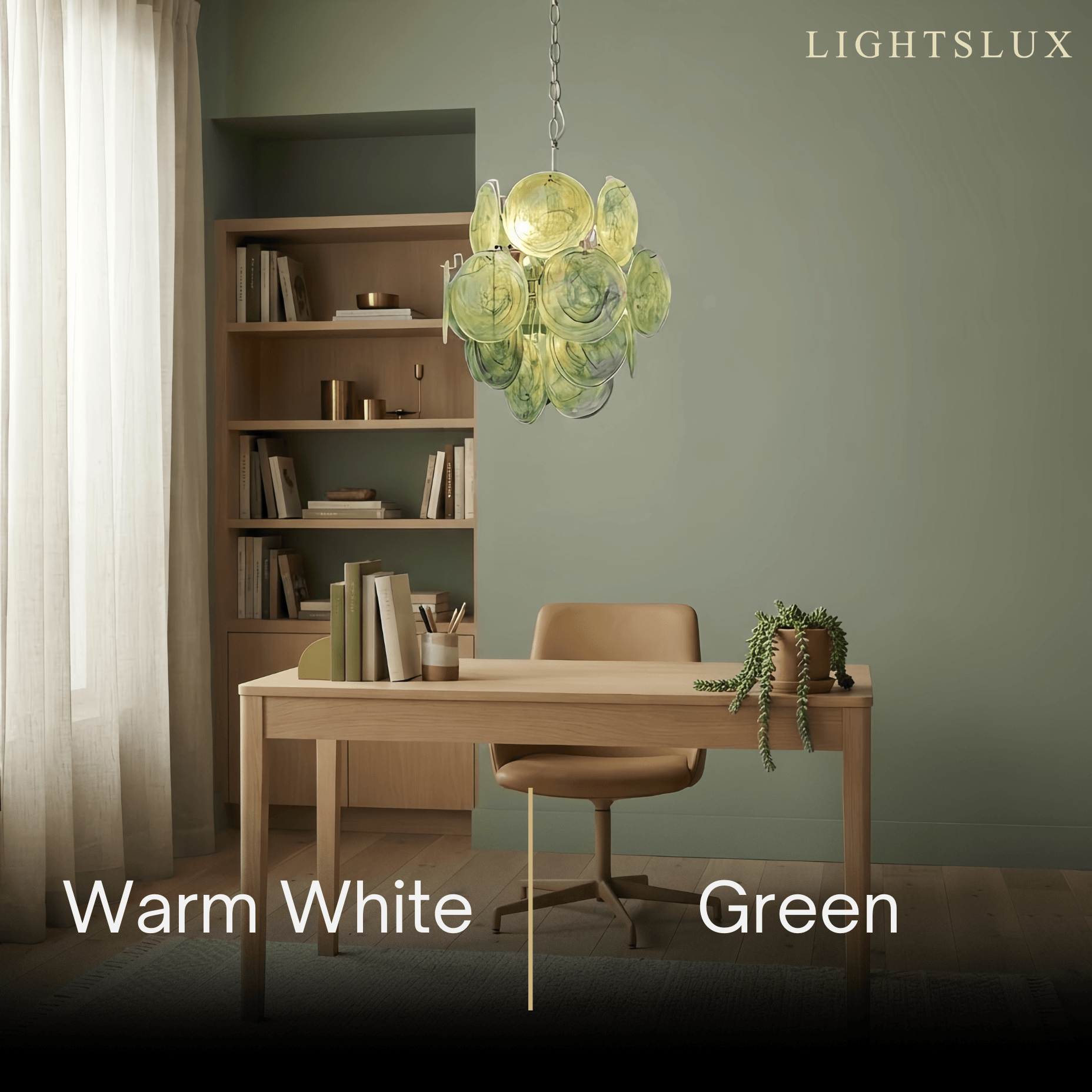 Vetro Art Deco Chandelier -- Dimmable 3-Color Change for Study Room