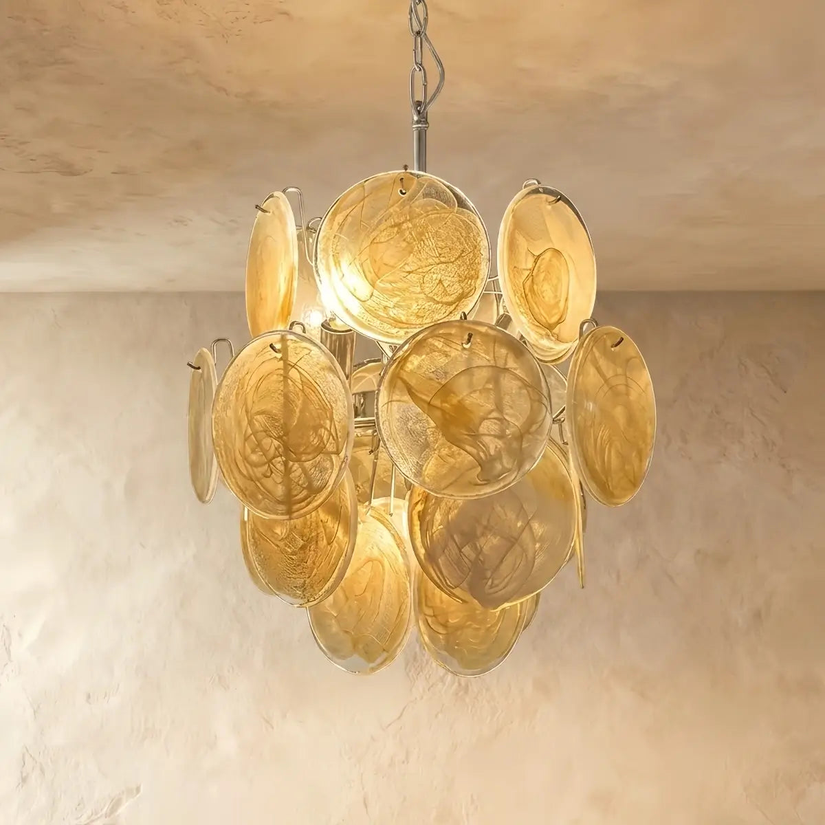 Vetro Art Deco Chandelier -- Dimmable 3-Color Change for yellow
