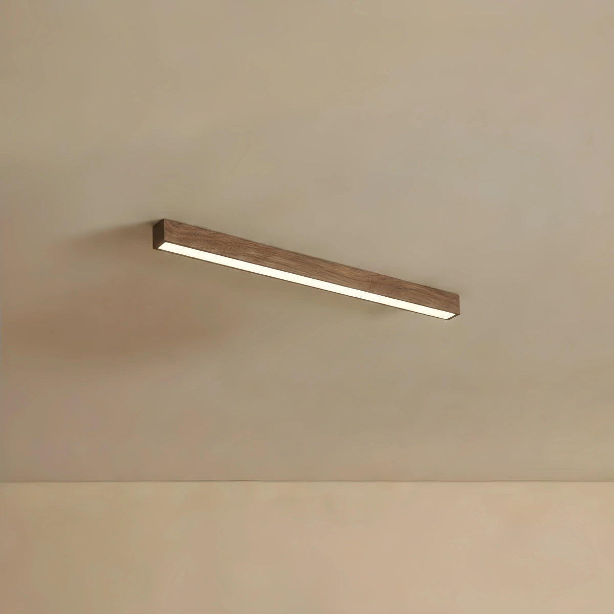 Zenno Minimalist Linear Ceiling Light -- Iron & Acrylic Natural Wood/Walnut for Hallway