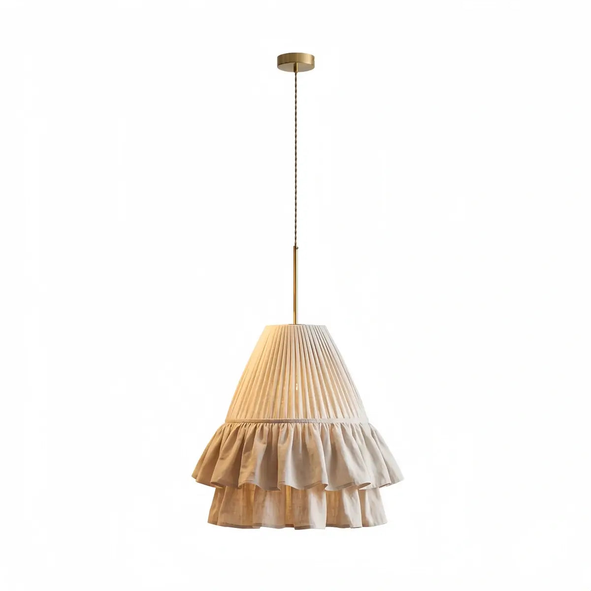 Velora Elegant Fabric Pendant Lamp -- Beige Pleated for Bedroom13