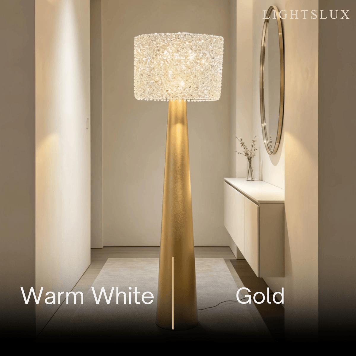 Velora Modern Crystal Floor Lamp – Black Metal for Living Room10