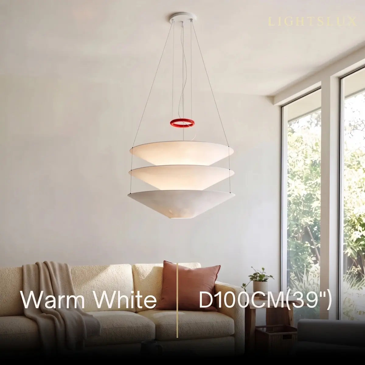 Zenno Japandi Paper Pendant Light – Tiered Cone White for Dining Ro