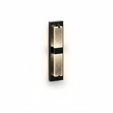Arcato Modern Outdoor Wall Sconce with Crystal Acrylic Accents - Sleek Black Finish