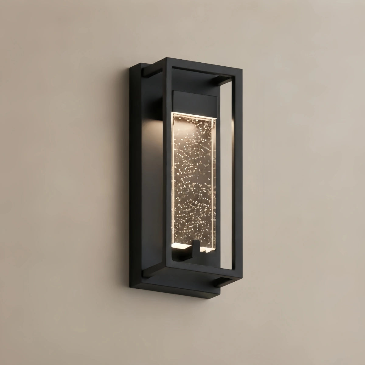 Arcato Modern Outdoor Wall Sconce, Black Stainless Steel Open Frame Light for Patio/Entryway