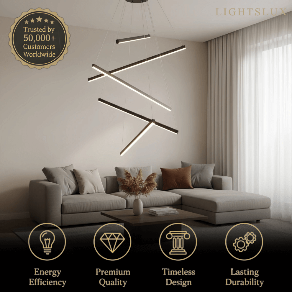 Sculptural Modern Chandelier – Aluminum & Silica Gel LED Halo Light for Living Room