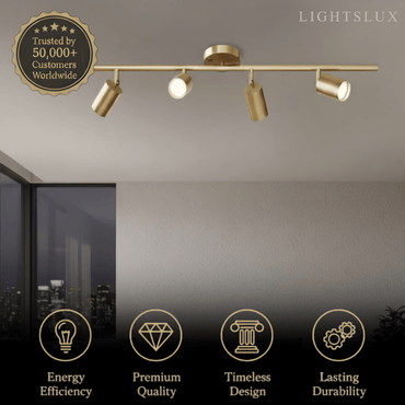 Minimalist Linear Track Light – Brushed Gold/Matte Black for Living/Study Room