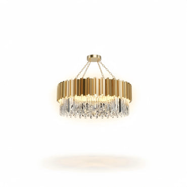 Excelis Royal Gold Crystal Chandelier – Tiered Metal with Sparkling Crystals