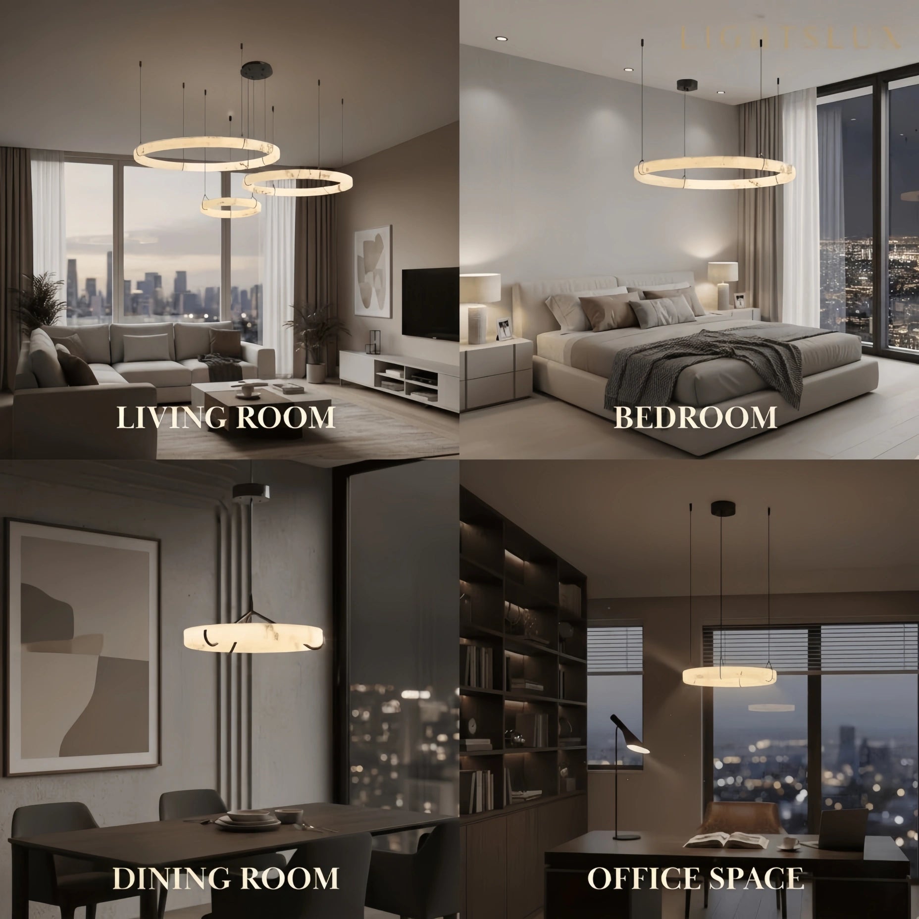 Modern Alabaster Ring Pendant Lamp