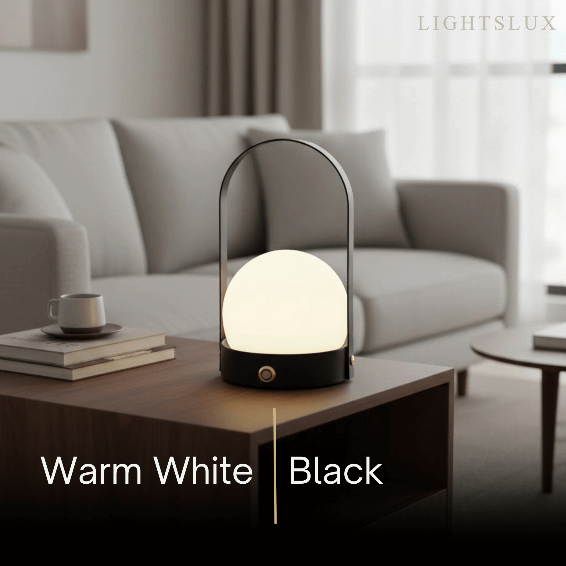 Modern Portable Table Lamp – LED Glass Lantern Light