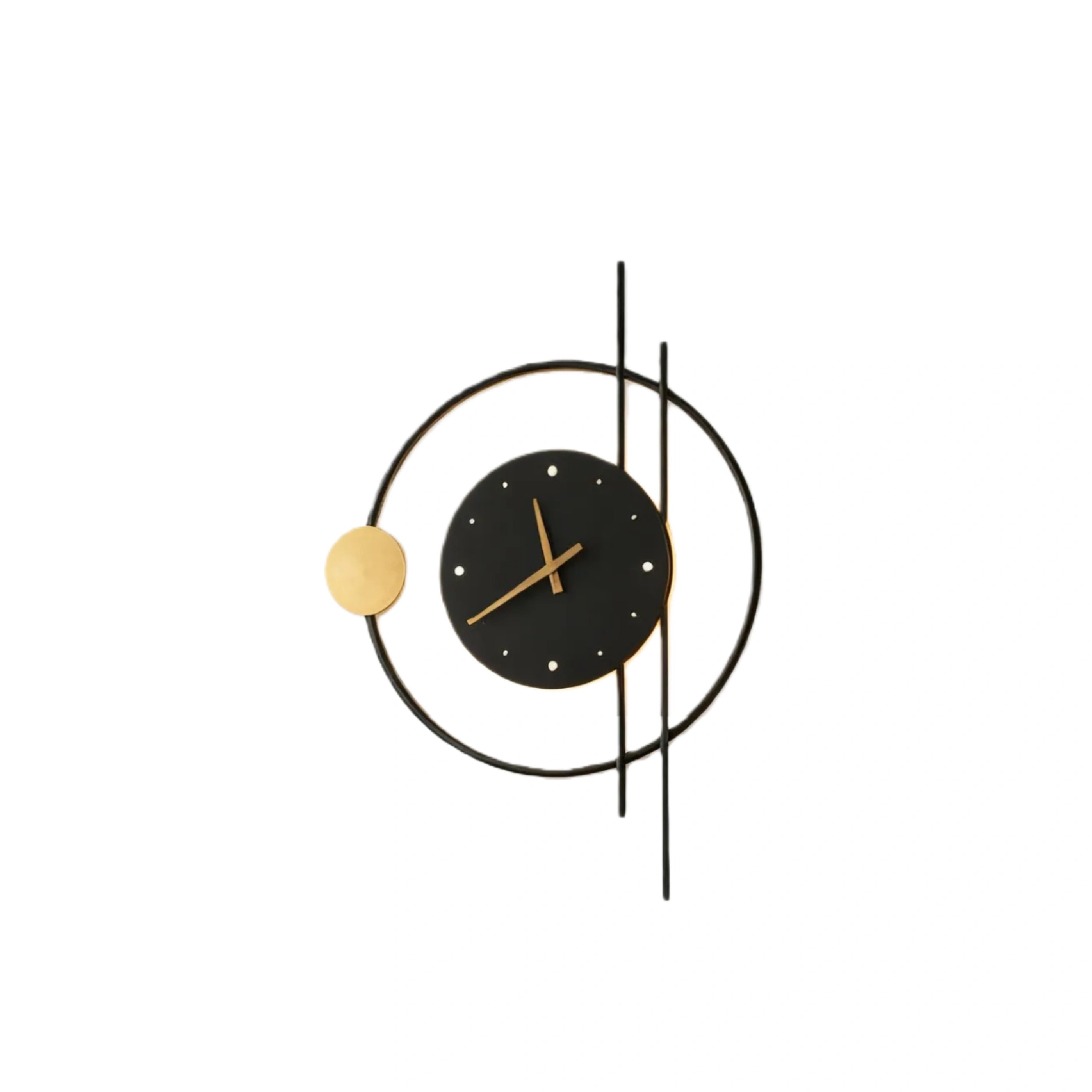 Irondale Art-Deco-Wandleuchte – Schwarz/Goldenes, von einer Uhr inspiriertes Design für das Wohnzimmer