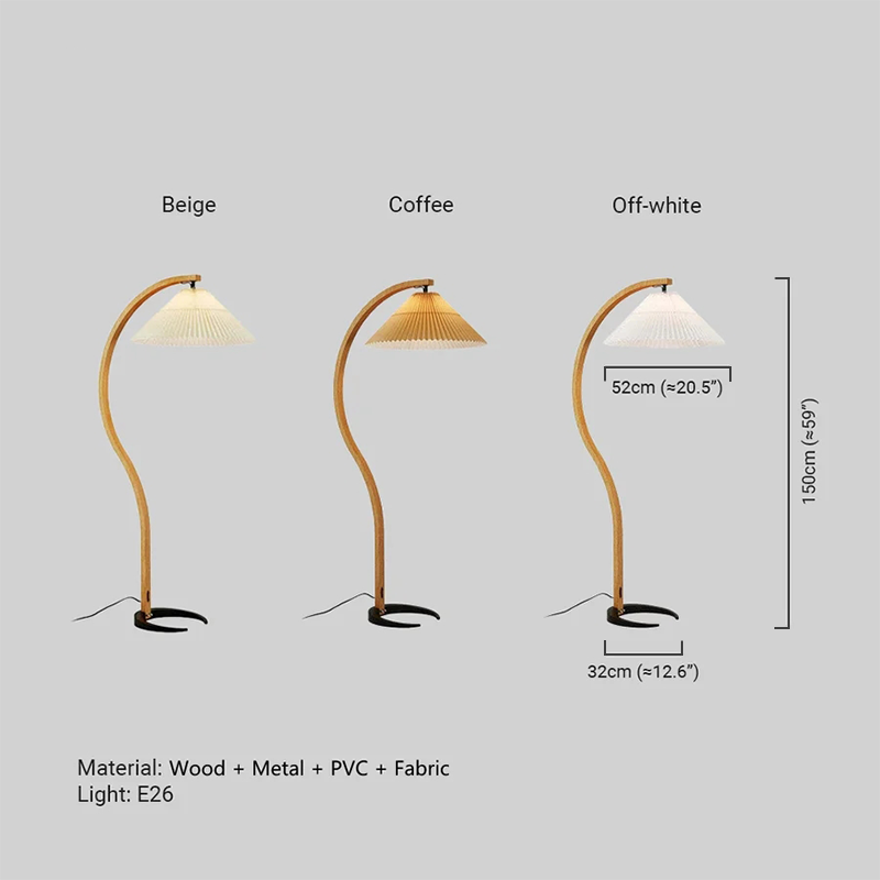 Modern Floor Lamp Wood Fabric Dimension