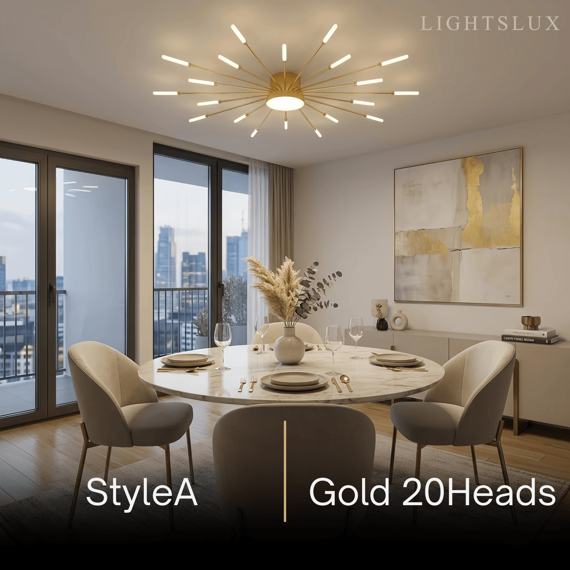 Nebula Modern Firework Ceiling Light – Gold/Black for Bedroom Dining Room Living Room