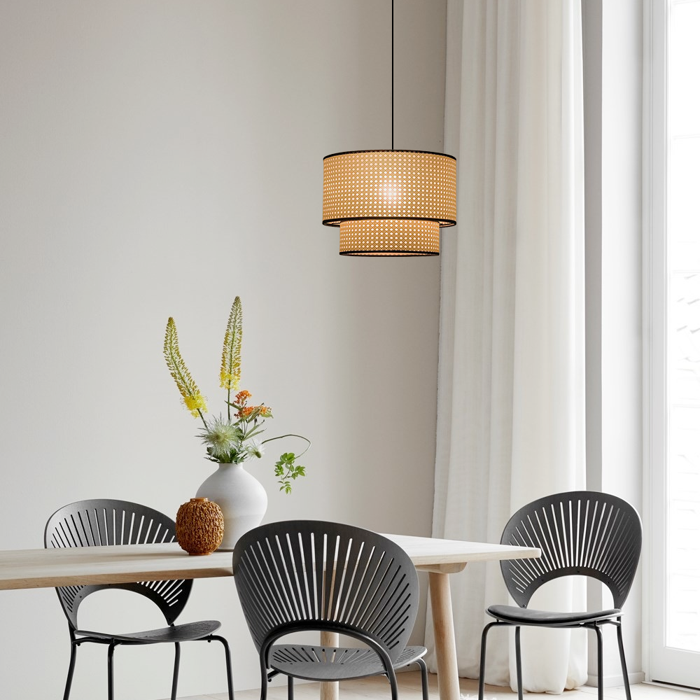 Pendant Light - Double-Layer Wood Lantern for Dining Room