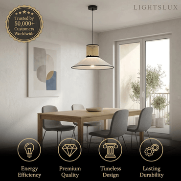 Bamburo Farmhouse Hooded Pendant Light — Fabric
