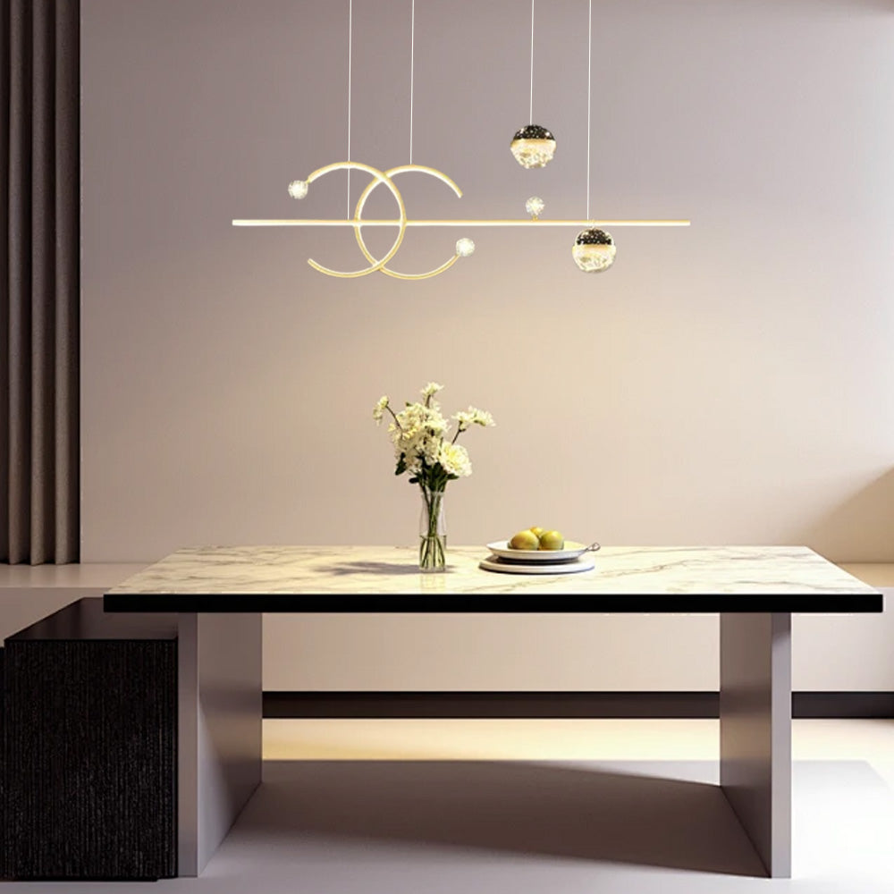 Pendant Light -- Black/Gold Metal & Glass for Dining Room