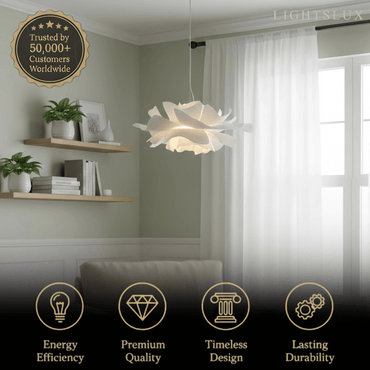 Crema Modern Flower-Shaped Pendant Light – White Metal/Acrylic for Dining Room