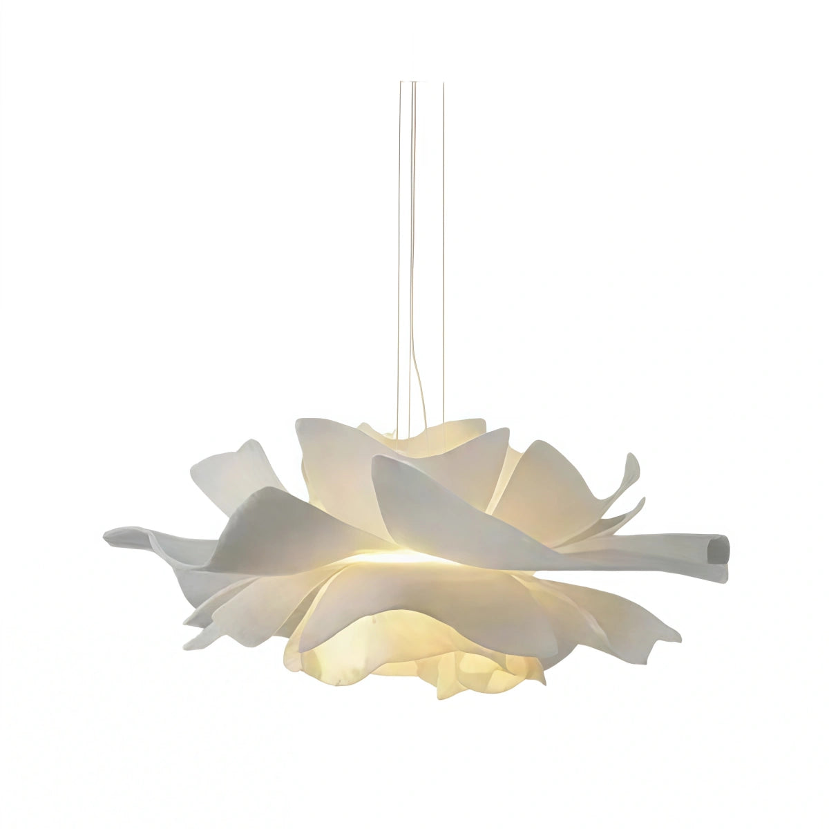 Moderne, blütenförmige Pendelleuchte Crema – Weißes Metall/Acryl für das Esszimmer