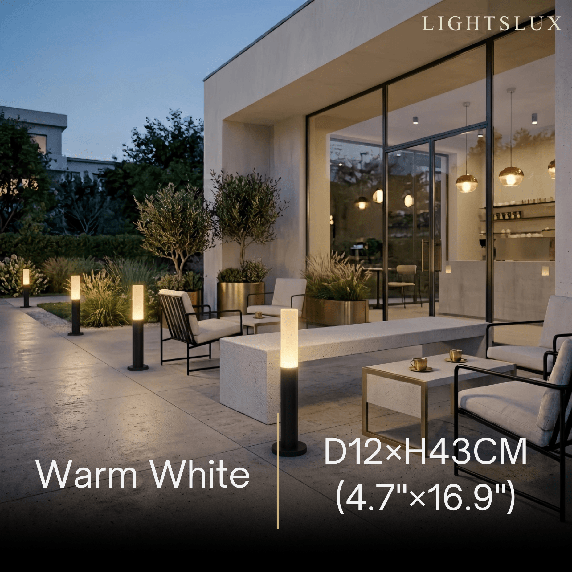 Zenno Outdoor Floor Lamp--Aluminum Acrylic Black for Yard