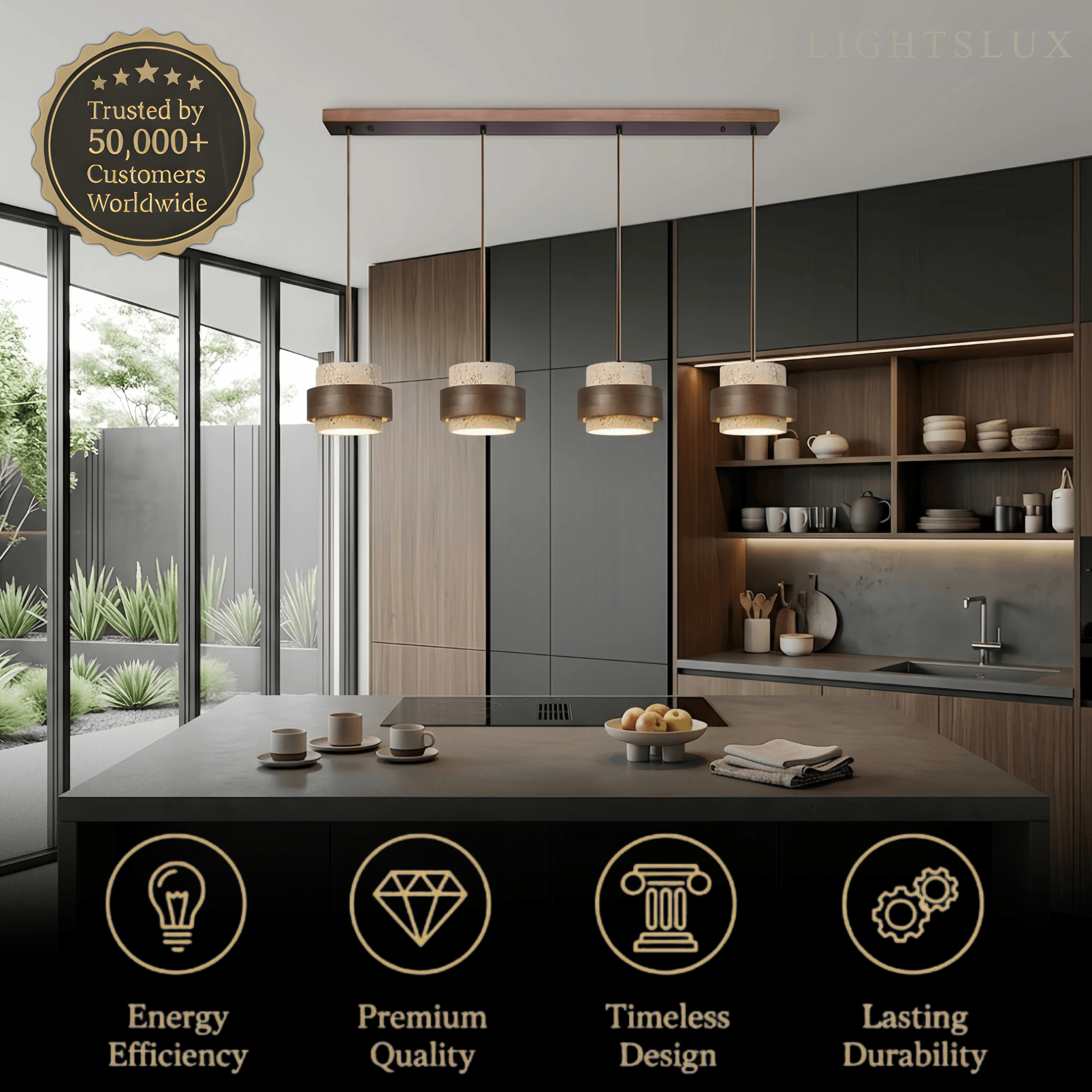 Strata Modern Travertine Pendant Light