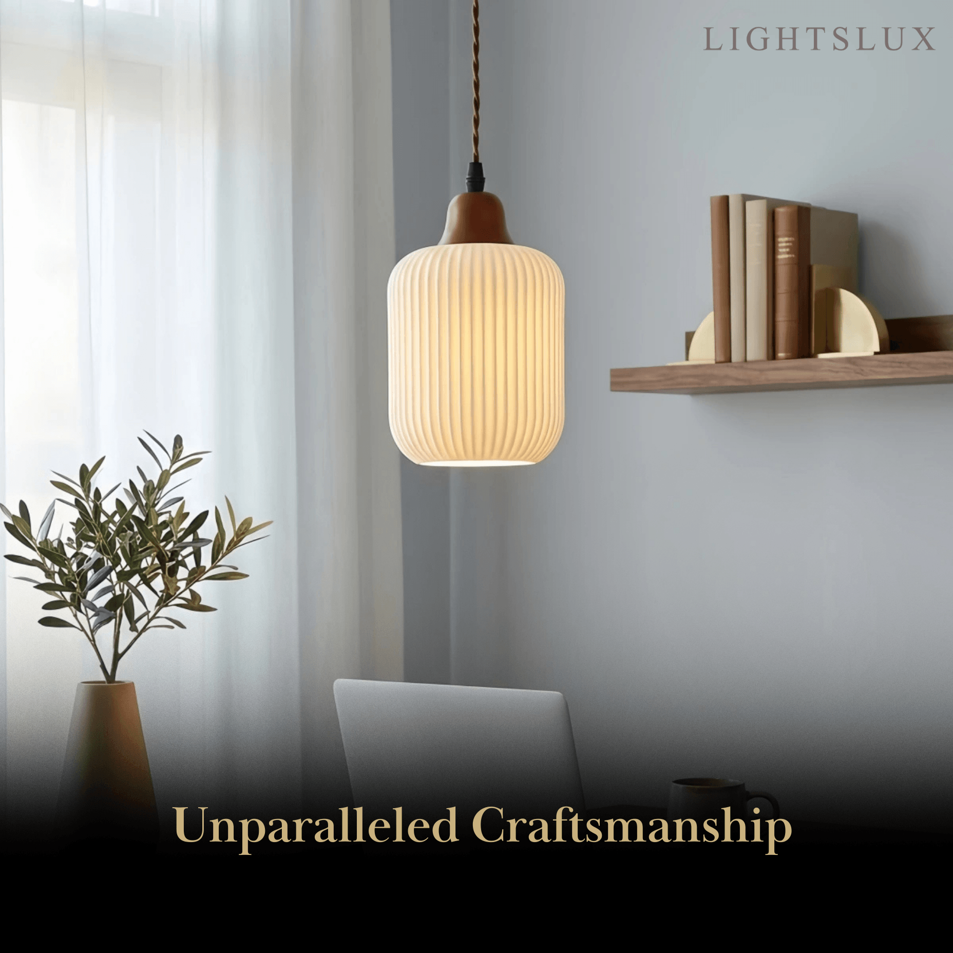 Contemporary Dome Pendant Light – Metal & Ceramic White