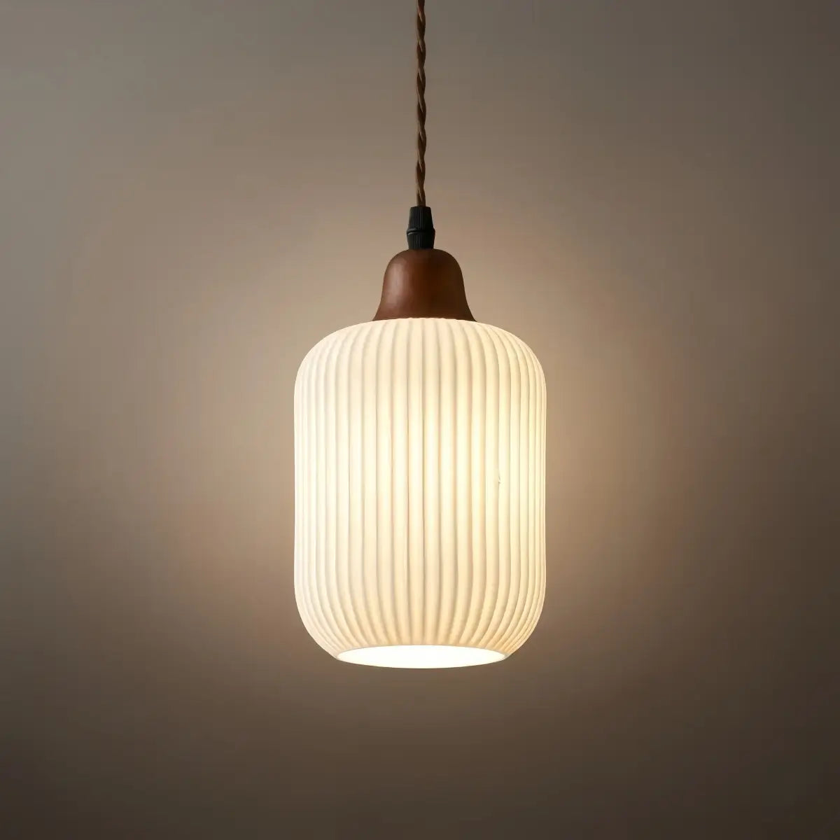 Contemporary Dome Pendant Light – Metal & Ceramic White
