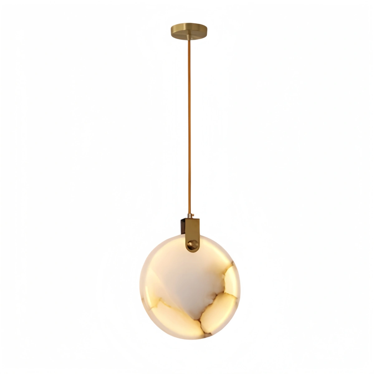 Alba Modern Alabaster Pendant Light — Gold Metal for Dining Room