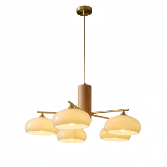 Modern Wood & Glass Chandelier
