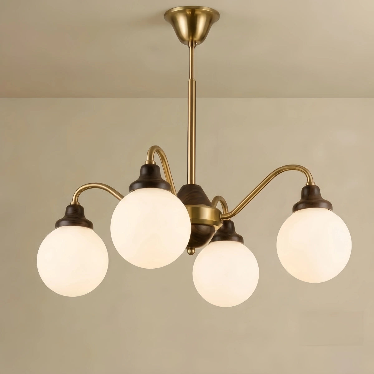 Modern Glass Chandelier – Gold & White for Living Room/Bedroom/Dining Room