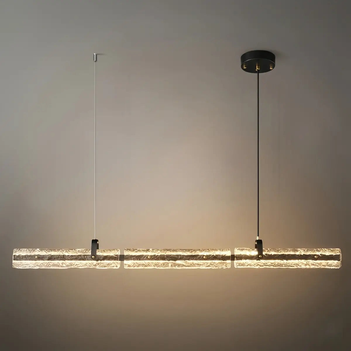 Modern Linear Pendant Light — Metal & Glass for Dining Room Kitchen Island Conference Room Living Room