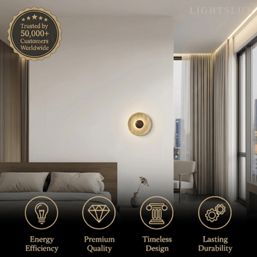 Minimalist Wall Lamp -- Yellow Travertine & Wood