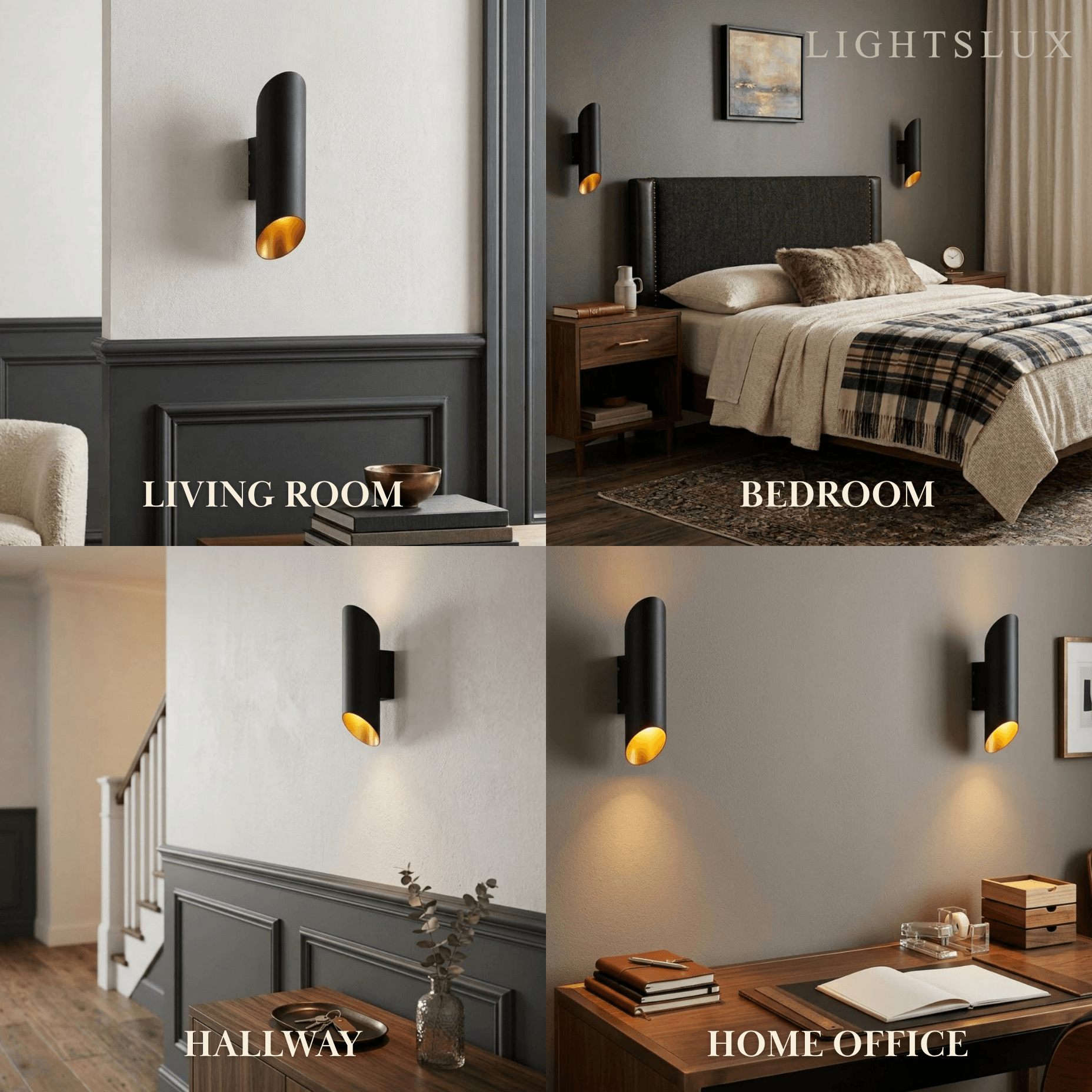 Modern Wall Lamp — Metal & Aluminum Black & Goldba