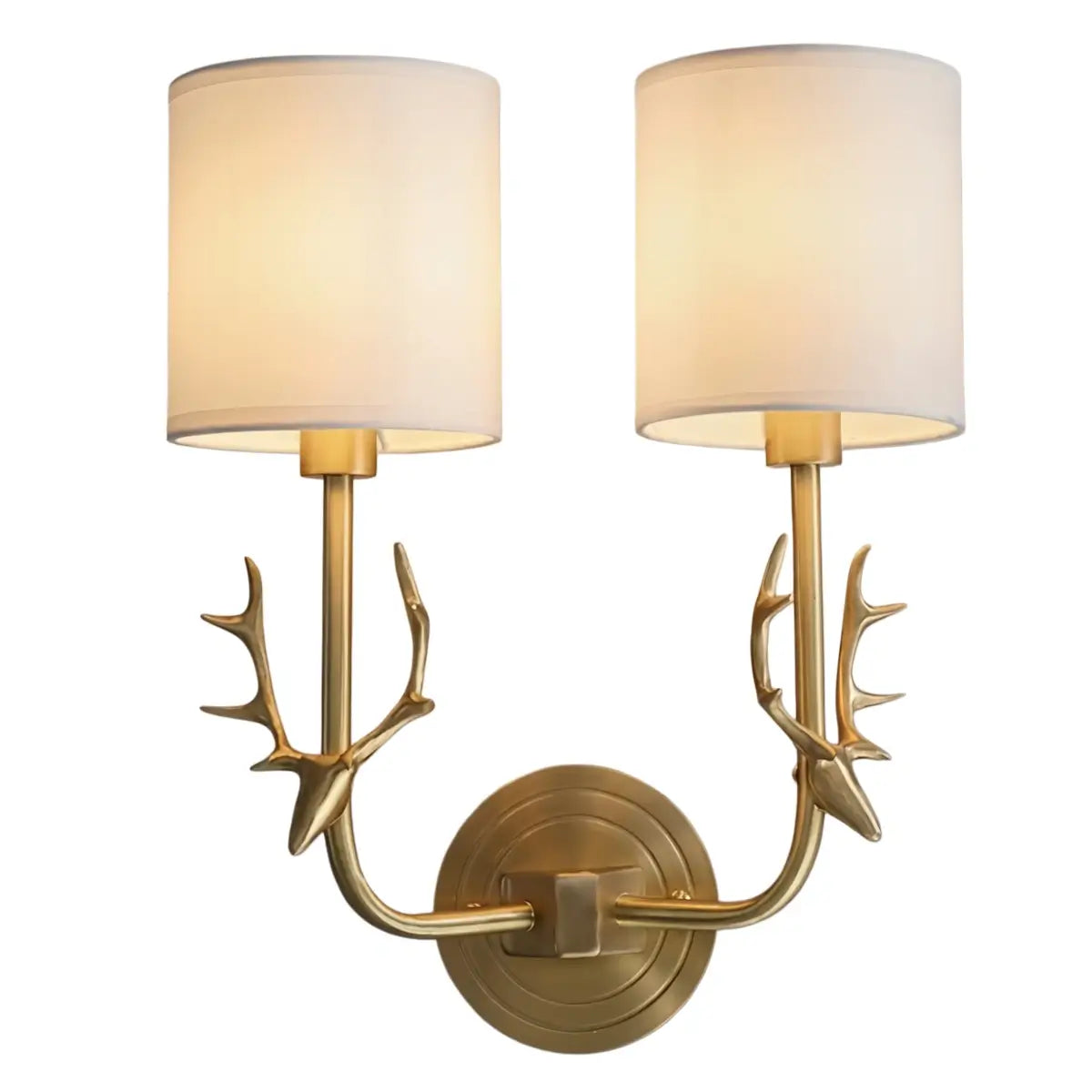 Art Deco Wall Lamp — Brass & Linen White