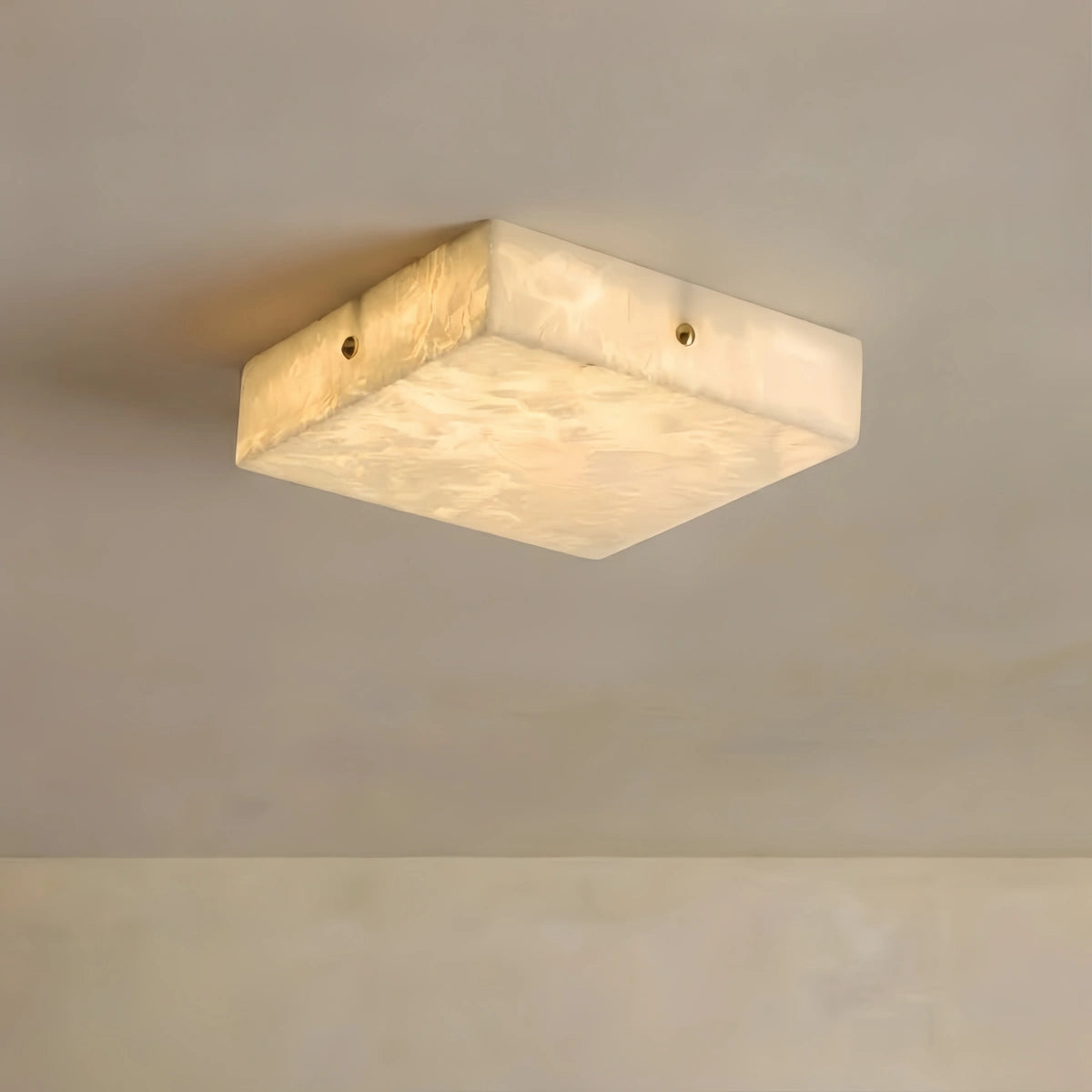 Vivara Minimalist Flush Mount Ceiling Light — Brass & Marble White for Bedroom