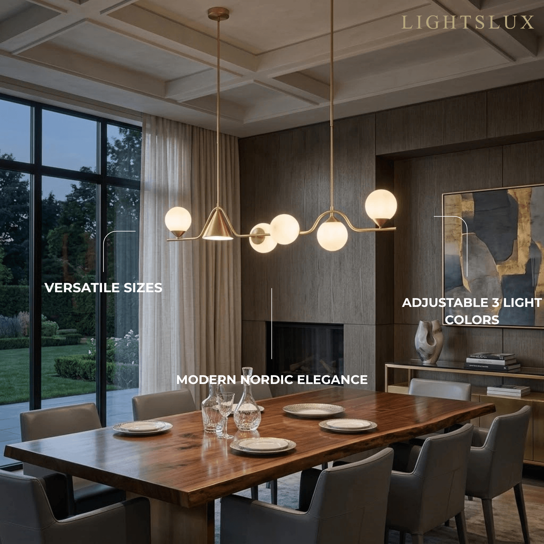 Modern Nordic Pendant Light — Brass & Glass Gold White