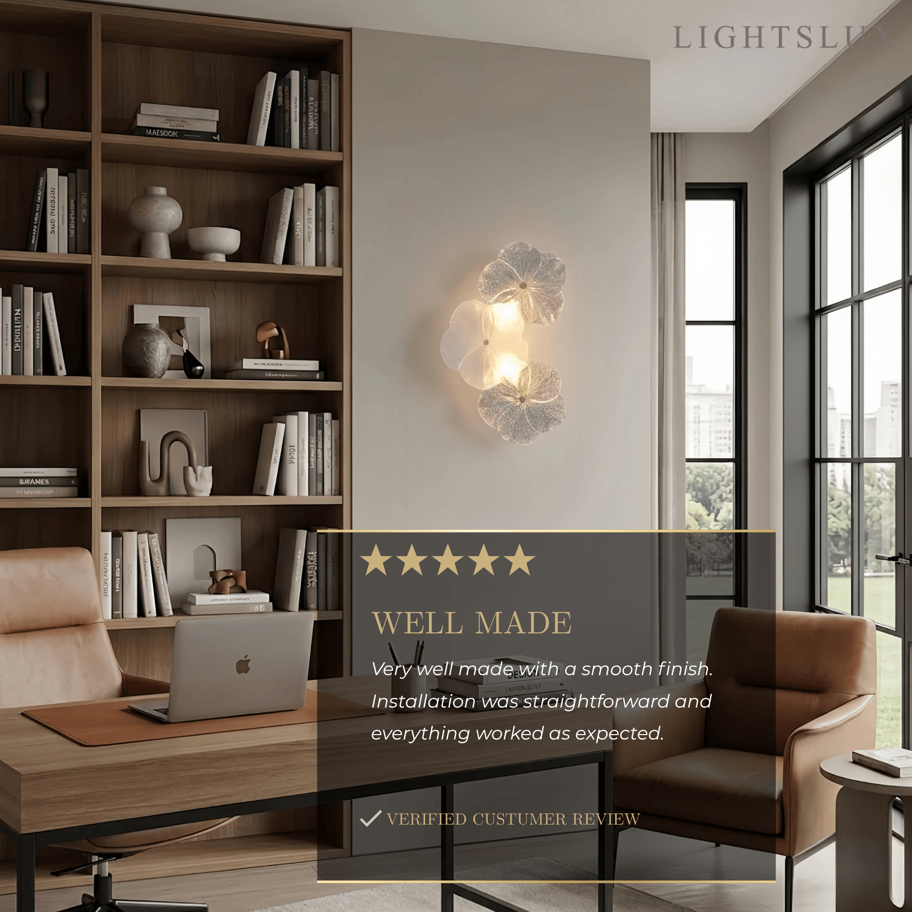 Modern Wall Lamp -- Carbon Steel & Glass White