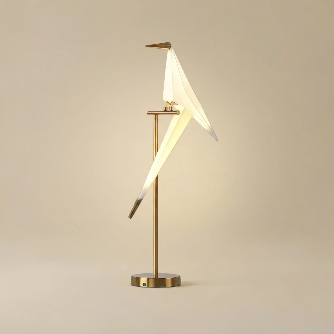 Table Lamp – Bird Crane Metal Black/Gold for Living Room / Bedroom