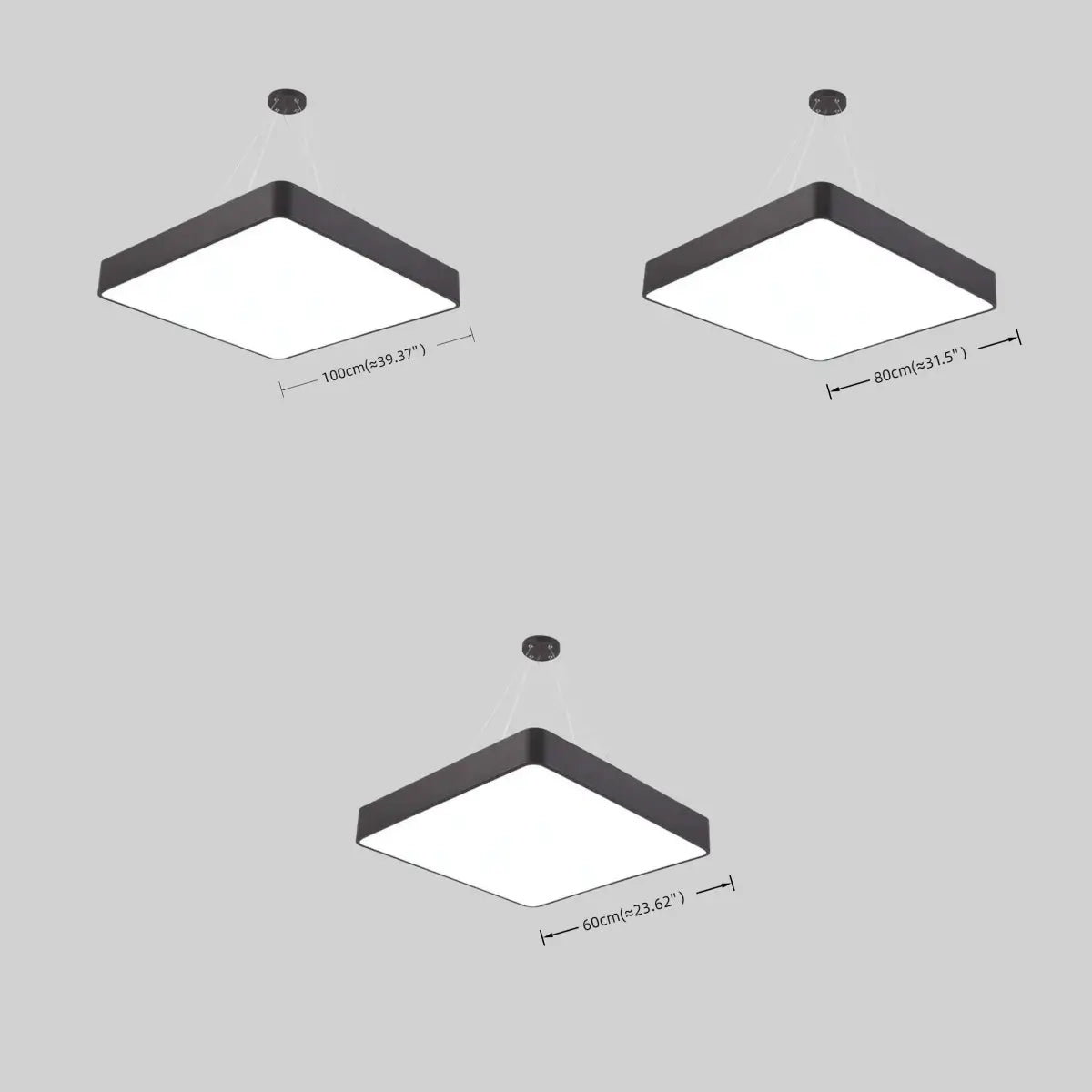 Modern Square Pendant Light -- Black Iron Acrylic