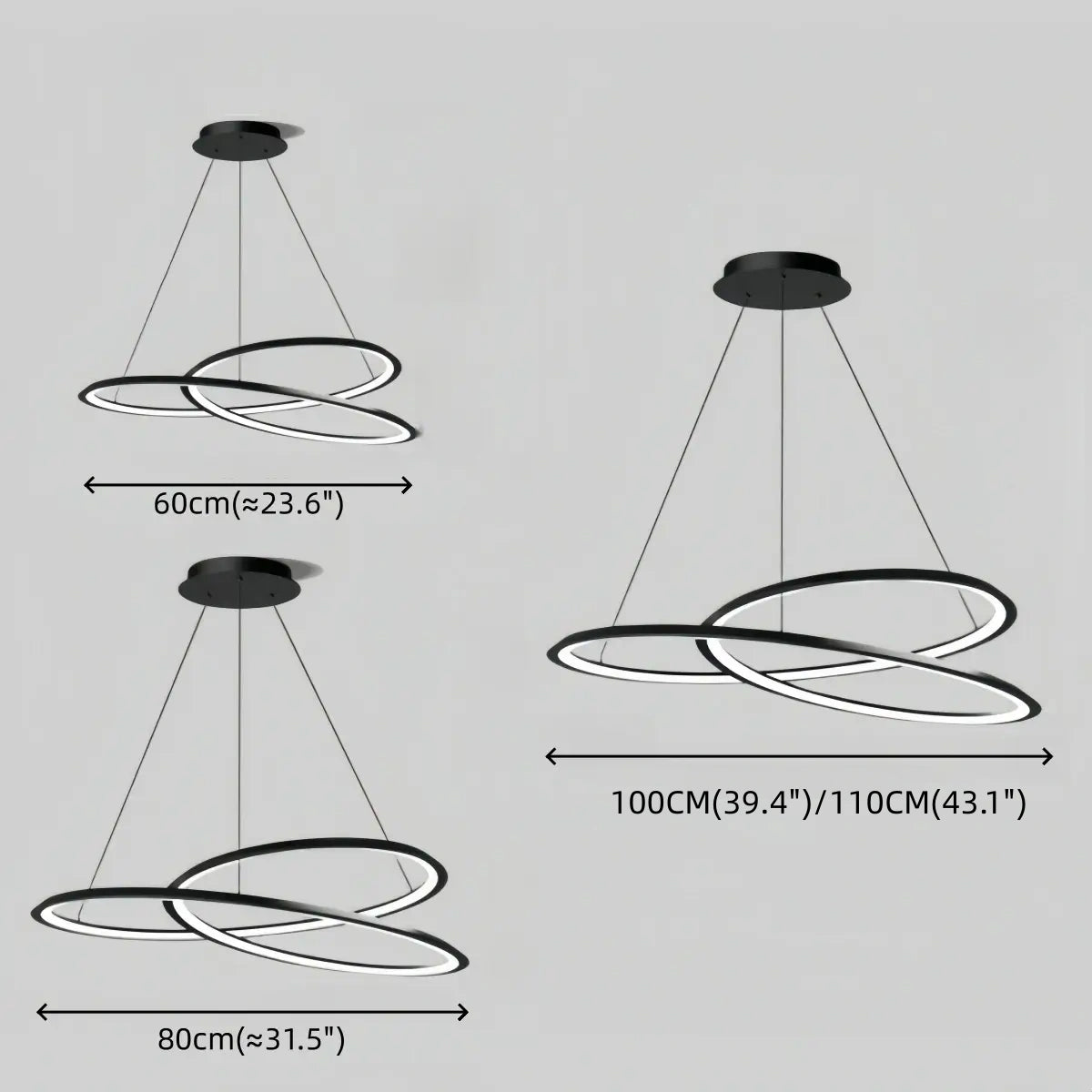 Arcato Nordic Swirl Kronleuchter – Skulpturales Design aus schwarzem Metall für Wohn-/Esszimmer