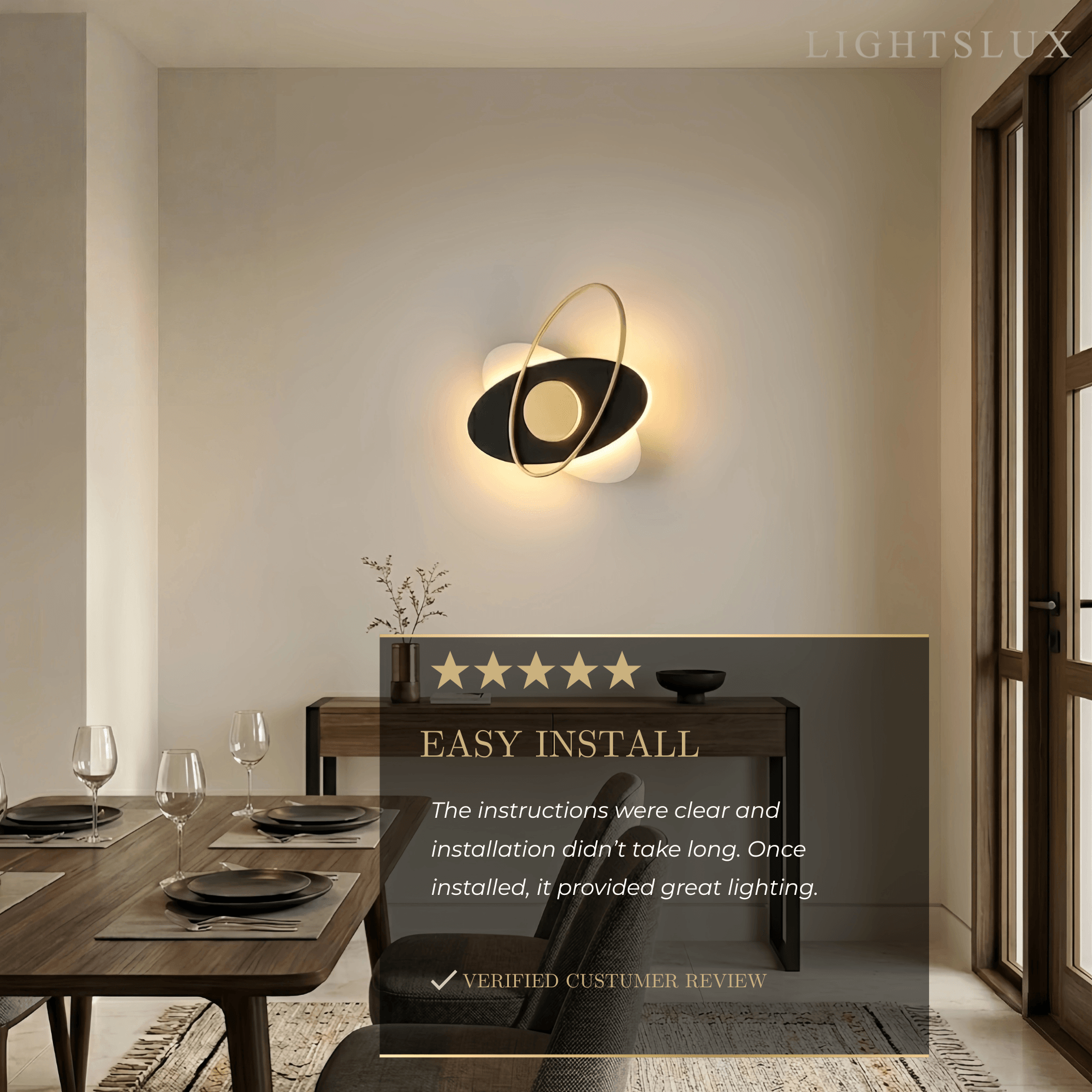 Vivara Modern Oval Wall Lamp – Frosted Glass Brass Black/White for Bedroom / Living Room