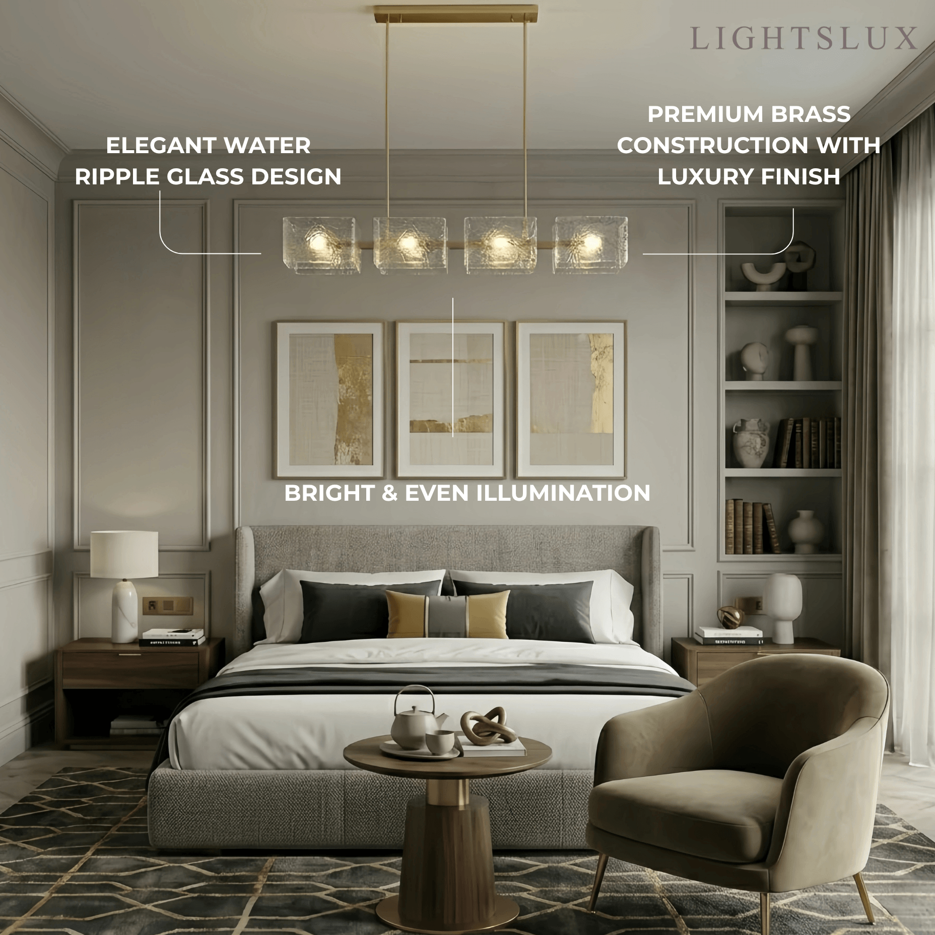 Elegant Straight Chandelier -- Gold