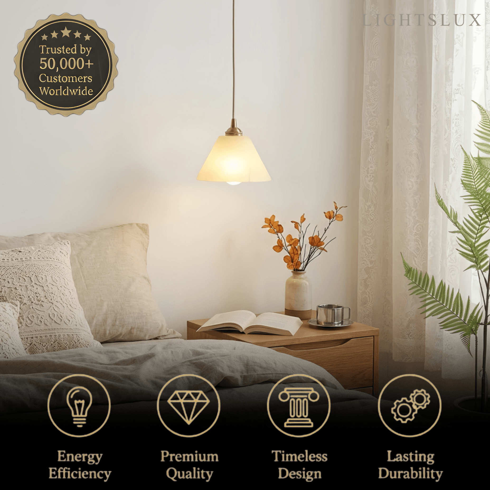 Alba Minimalist Alabaster Pendant Light – White