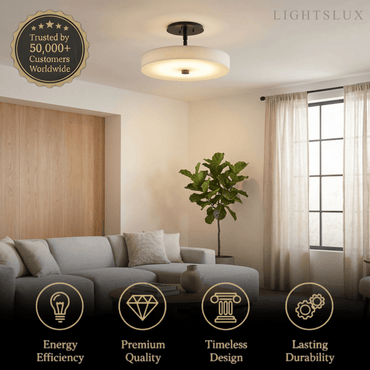 Alba Minimalist Ceiling Light – Alabaster & Brass