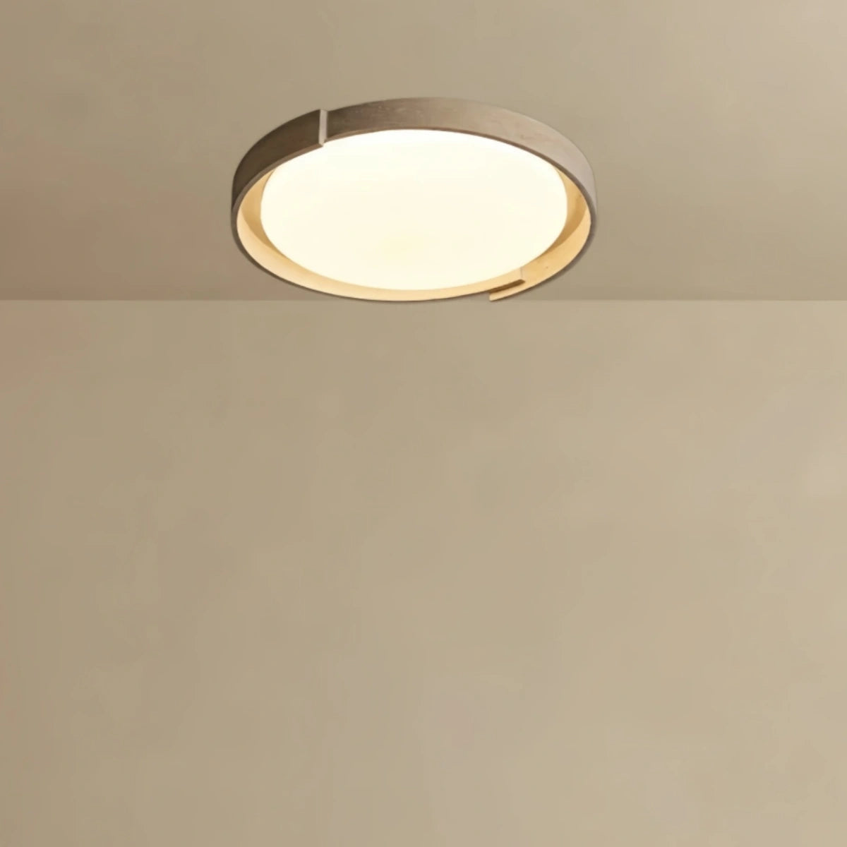 Strata Minimalist Round Travertine Ceiling Light -- Beige or White for Bathroom & Covered Outdoor