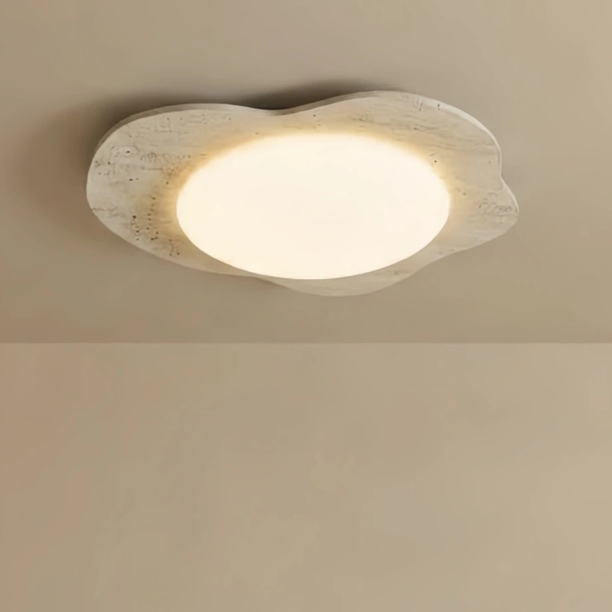 Strata Minimalist Travertine Ceiling Light -- Beige White for Living Room Dining Room Bedroom