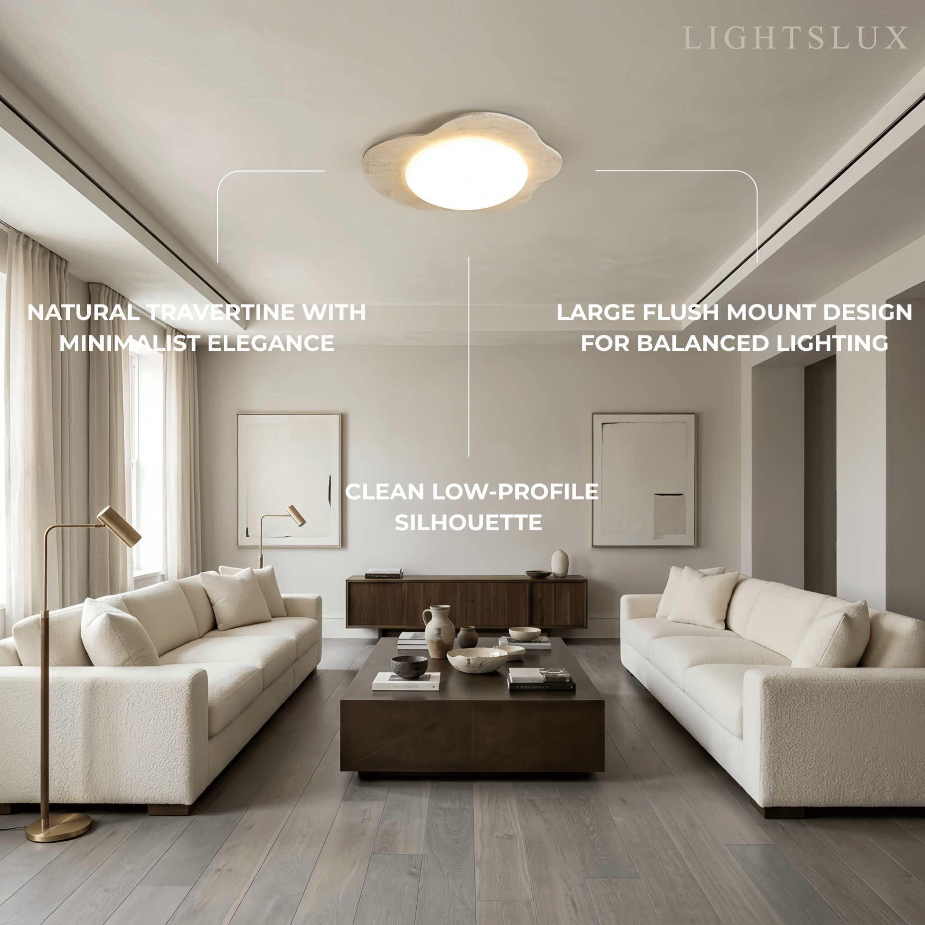 Strata Minimalist Travertine Ceiling Light