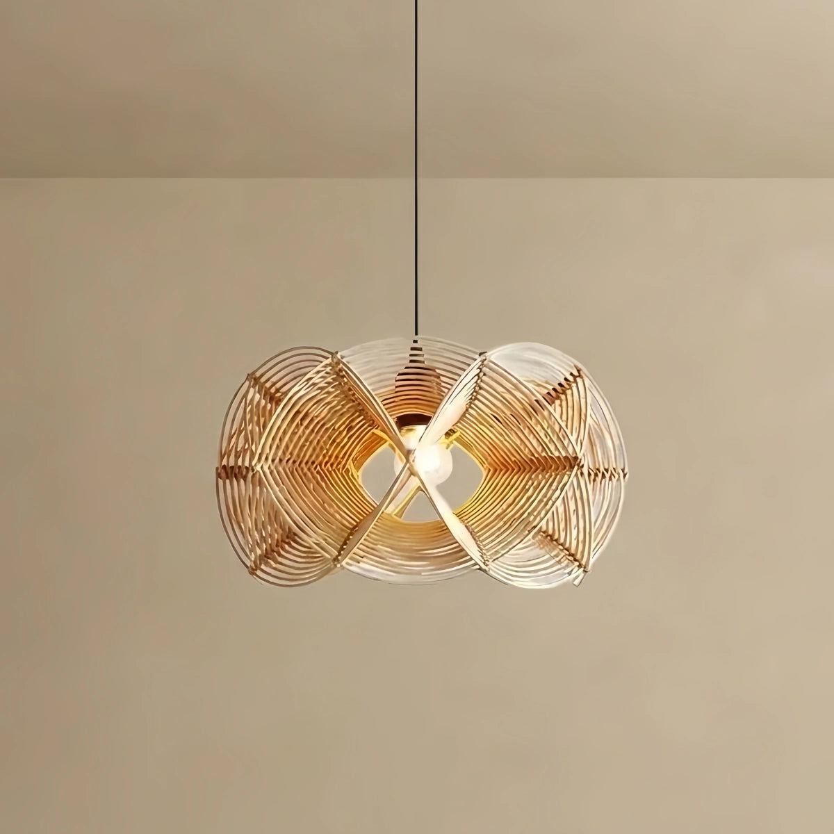 Bamburo Nordic Woven Rattan Pendant Lamp Pendant Lamp -- Woven Rattan Natural for Living Room