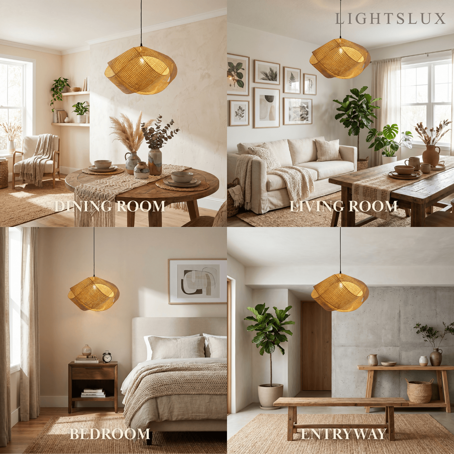 Bamburo Modern Rattan Pendant Light