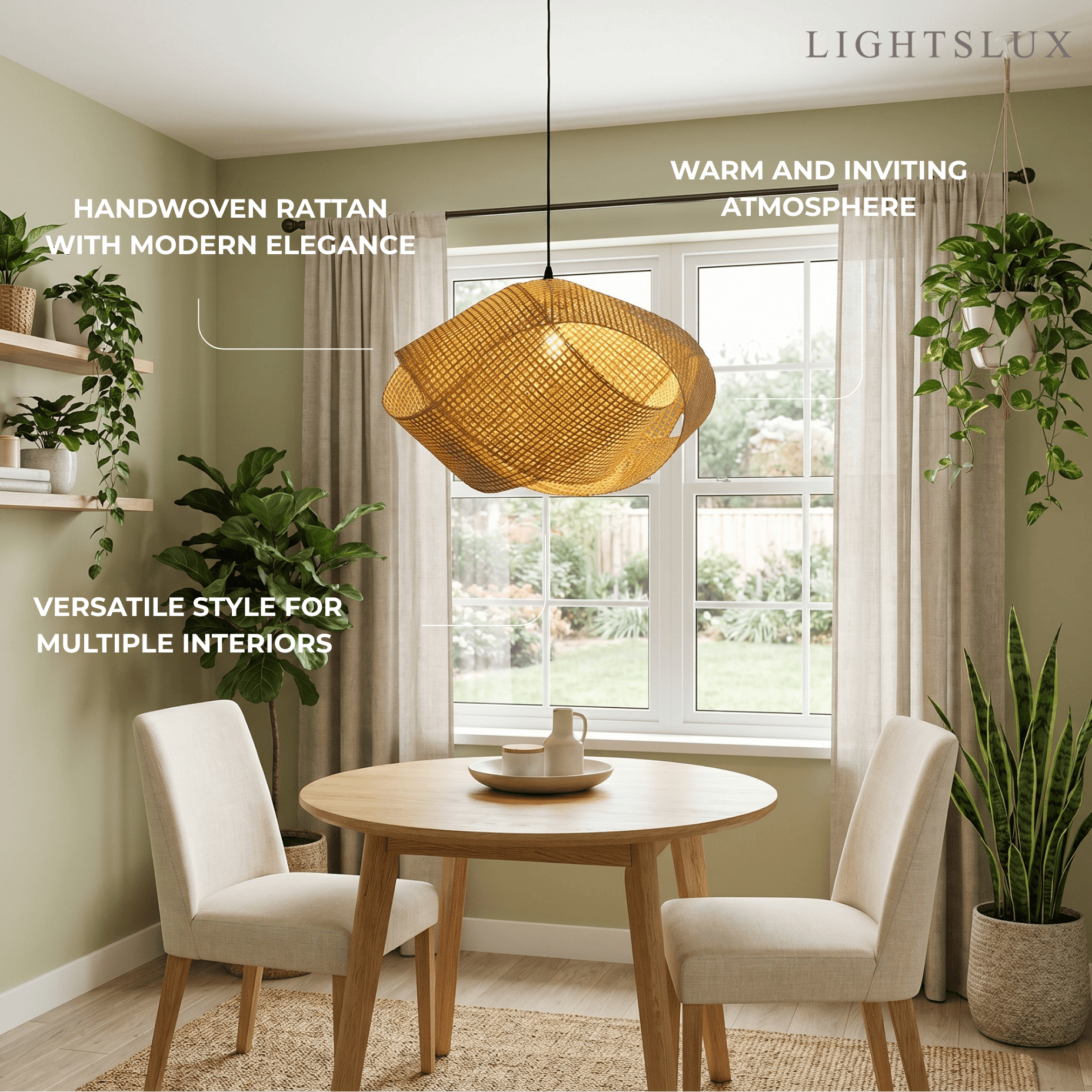 Bamburo Modern Rattan Pendant Light