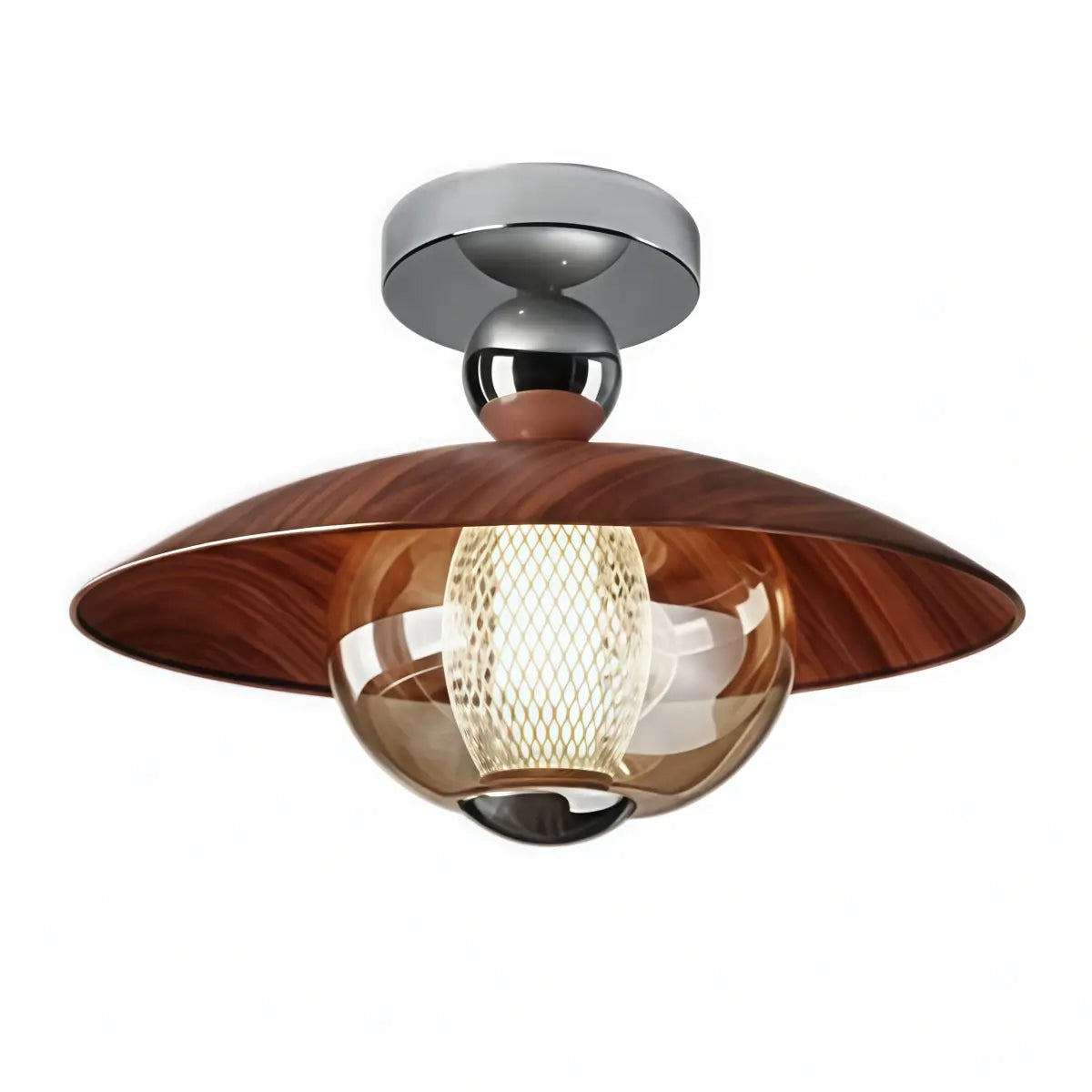 Irondale Vintage French Cream Ceiling Light -- Glass & Iron for Hallway